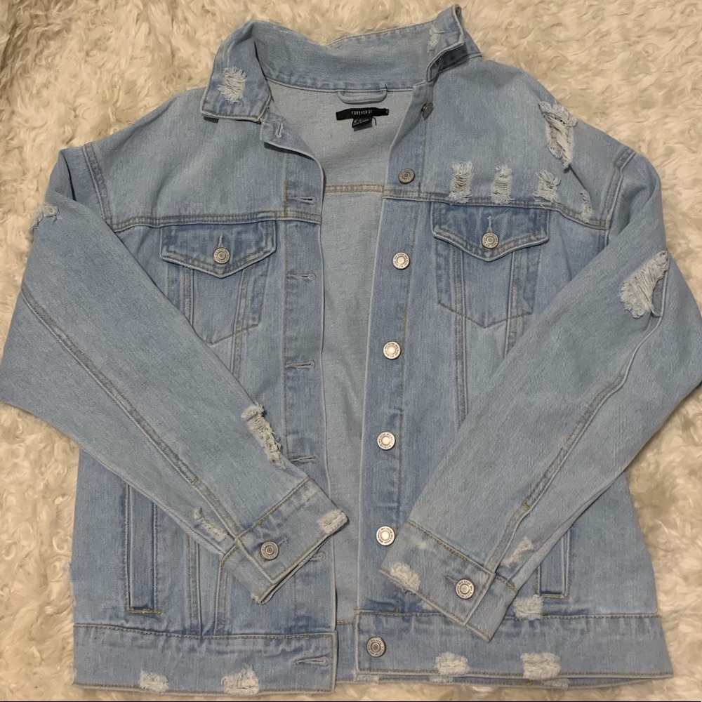 Forever 21 Distressed Denim Jacket
